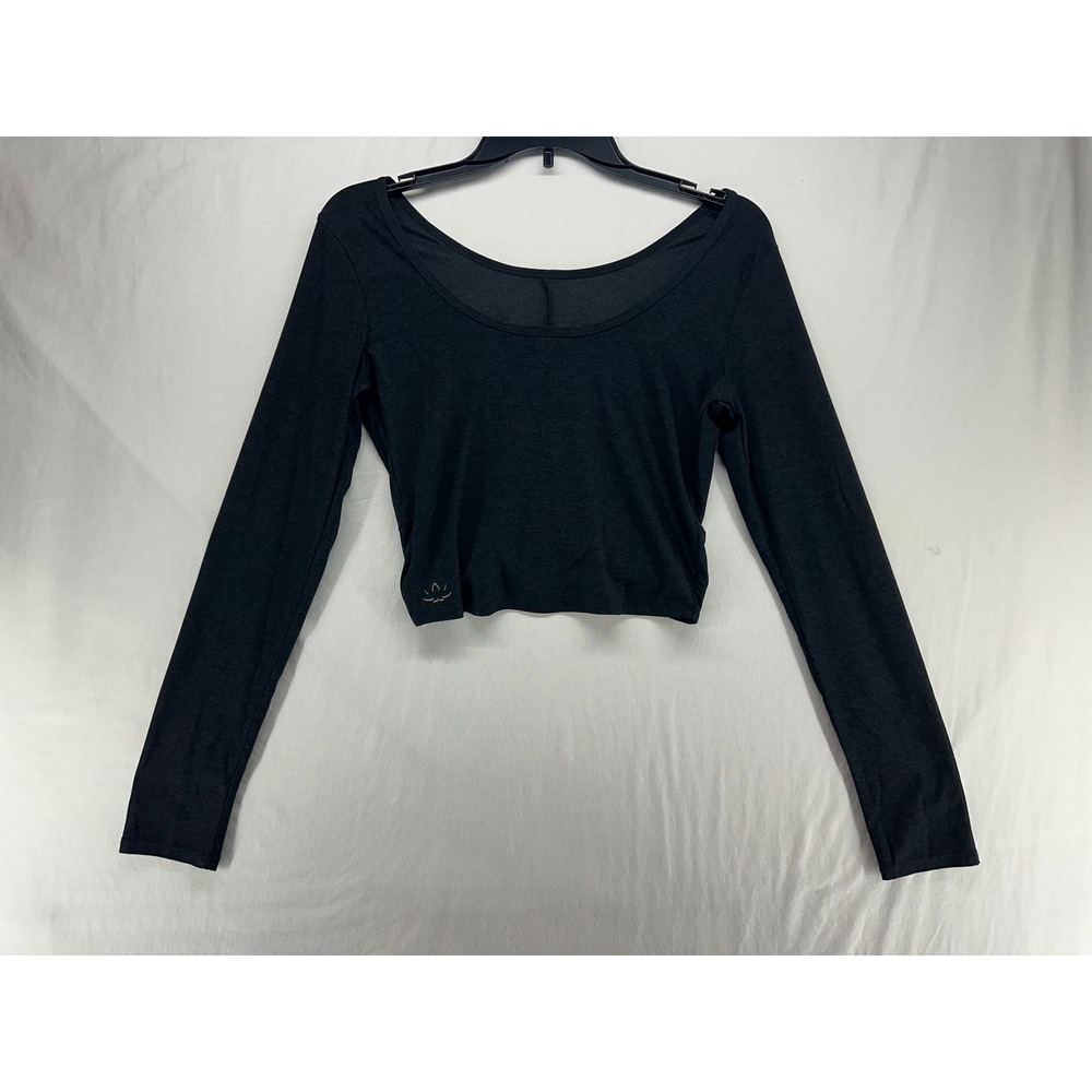 Beyond Yoga Twist Back Long Sleeve Crop Top Charcoal Gray Heather Size M